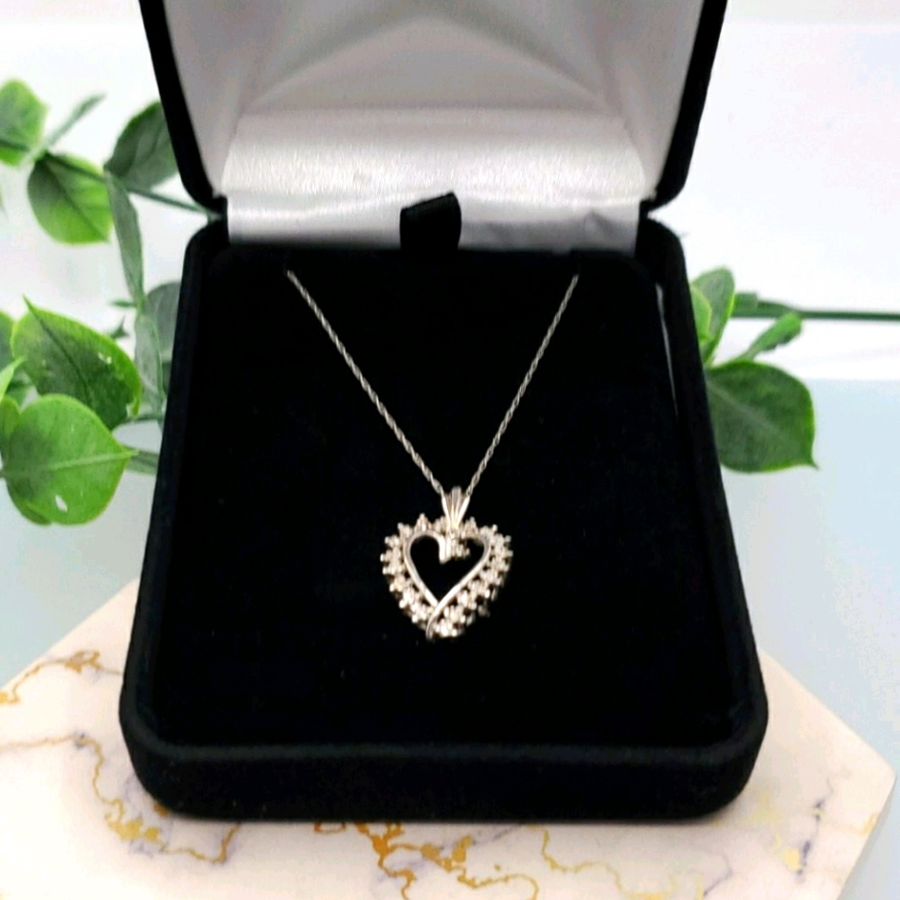 10k white gold heart necklace.
